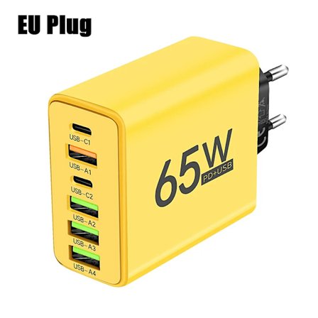 USB C Laddare 6 Portar Snabbladdning Väggladdare kompatibel iPhone 15 14 Pro Max Samsung Galaxy S23 Xiaomi 14 Mobiltelefonladdare