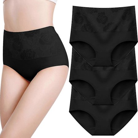 8 stk bomullstruser med høy midje, magekontroll, dametruser med rosejacquard XL{ROG}