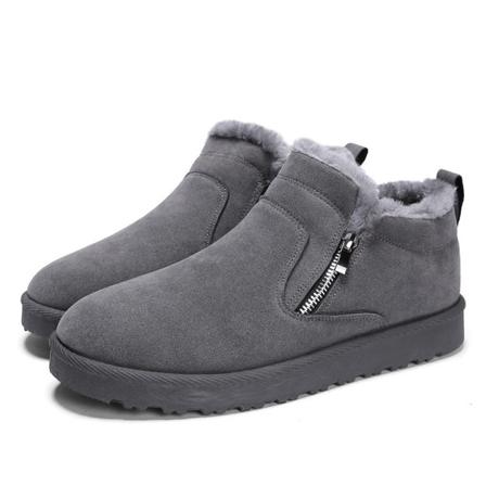 Herr Fuzzy Helfodrade Snöstövlar Sida Dragkedja Flats Ankel Boot