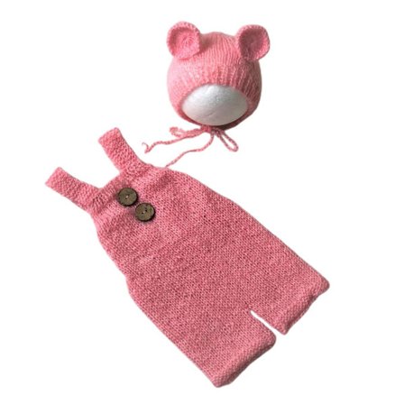 Baby Björnhatt Kostym Nyfödda Fotorekvisita Baby Mössa Spädbarnsfotodräkt Virkad Jumpsuit