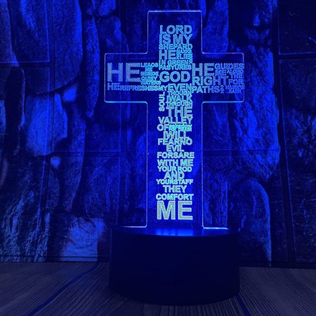 Jesuskors 3D LED Kristus optisk illusion akryl nattlampa