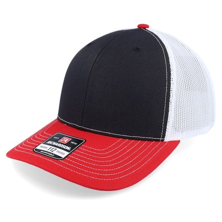 Richardson - Black - trucker - Cap - 112 Tri Black/White/Red Trucker - Hatstore