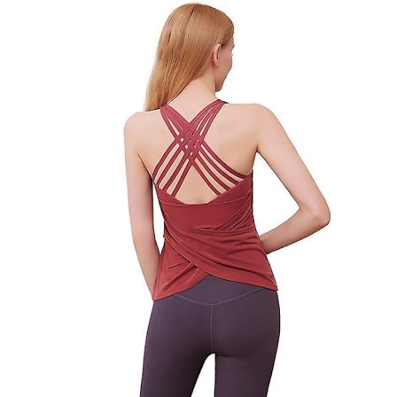 Yoga-topper for kvinner med innebygd BH trenings-tanktopper sportsvest - rød (s)