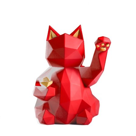 Enkel geometrisk lykkekatt ny harpiks håndverk dekorasjon stue