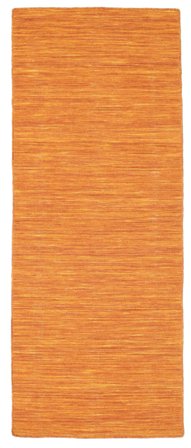 Wool Rug Plain (Single Colored) Kelim Loom Orange Runner Small