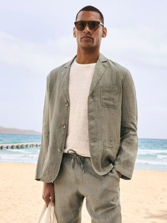 John Henric Men's Grønn Blazer Lin Size S
