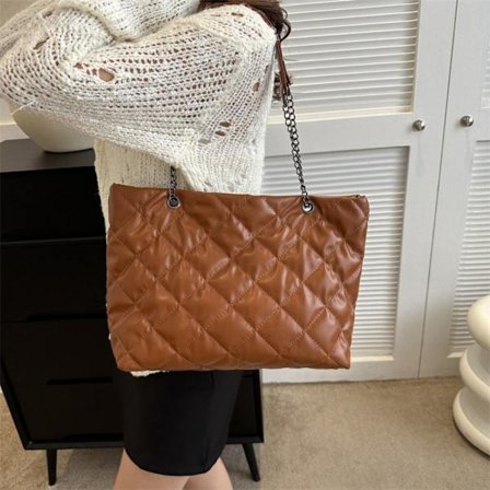 Dam vintage axelväska stor kapacitet PU läder dun bomull handväskor