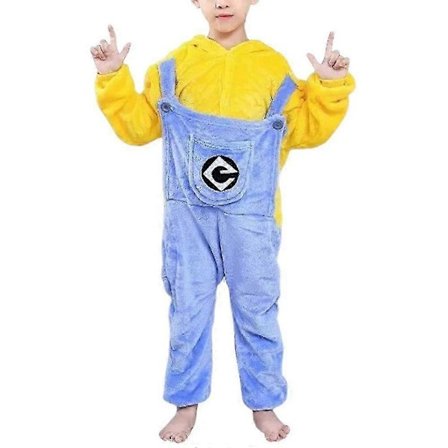 Minions tegneserie dyrepyjamas for barn, myk jumpsuit kostyme
