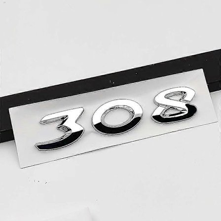 3D ABS Sort Krom 308 Logo Bogstaver Bagagerums Emblem Badge til Peugeot 308 SW CC Klæbende Nummer Sticker Tilbehør