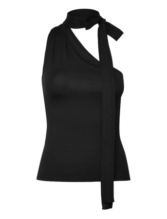 Weekday Lyocell One-Shoulder Tie Top - Black - XL