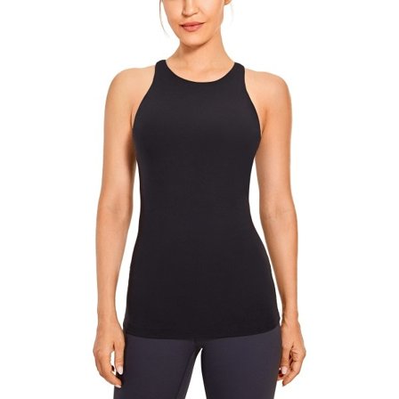 IC Trænings Tanktop til Kvinder med Høj Hals - Med Indbygget BH-Støtte Racerback Atletisk Sports T-shirt (M)