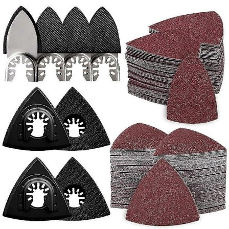 208 stk. oscillerende værktøj slibepudesæt, med trekantede slibepuder og fingerslibepude, til Fini [DB]