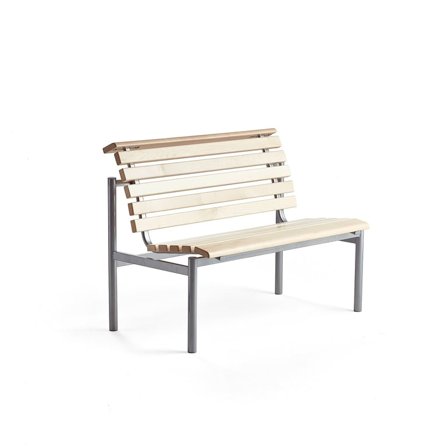 Wooden bench AURORA, 1200x700x900 mm, silver frame, birch