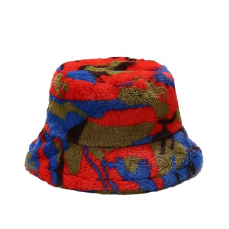 Fuzzy Bucket Hat för Kvinnor, Pälsliknande Päls Bucket Hat