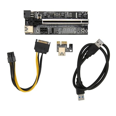 PCIe Riser-sovitin kortti 1X - 16X Dual 6Pin lämpöanturi USB3.0 virtajohto Mining Riser-kort grafiikan laajennukseen