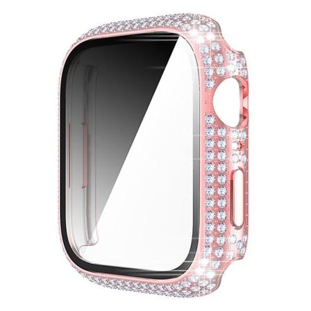 Deksel For Apple Watch Case 45 mm 41 mm 40 mm 44 mm Tilbehør Diamant skjermbeskytter herdet glass Iwatch Series 7 3 4 8 5 6 Se 41mm series 7 8 rose 