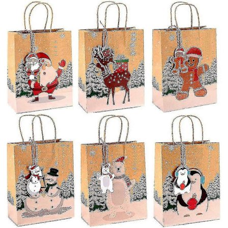 24 st Julklappspåsar, 22x18x9cm med 24 julklappsetiketter