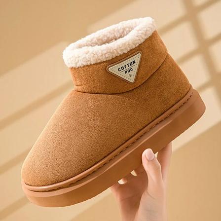 Litfun Kvinders Vinter Pels Sne Støvler Udendørs Varme Fuzzy Foret Bomuld Støvler Anti-slip Komfort Hus Bomuldssko Bløde Plys Sko Khaki1 38-39