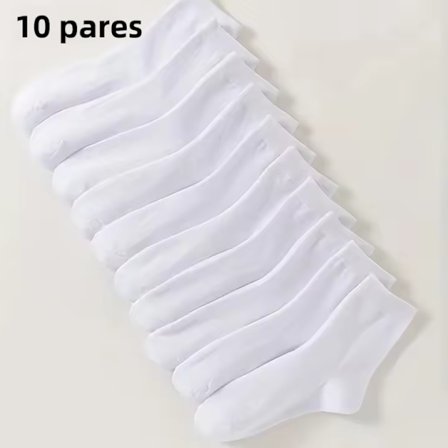 Hvid; Størrelse: One Size - 10 par klassiske sorte og hvide mid-længde sokker, komfortable og simple afslappede polyester sokker til kvinder