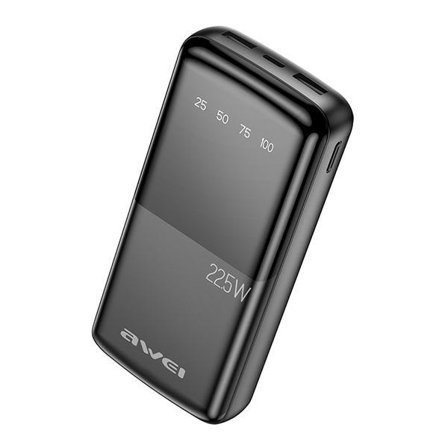 Awei Power Bank 20000mAh 22.5W Med Digital Skærm - Sort