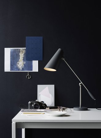 Birdy bordlampe H43 - grå/stål