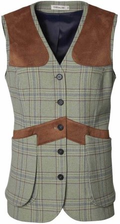 Chevalier Advie Tweed Shooting Vest Women Willow Green Checked