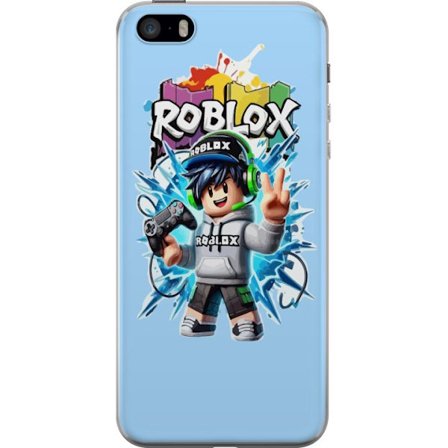 Kompatibelt Mobilskal till Apple Apple iPhone 5s Färgstark Roblox-karaktär med handkontroll och energifylld splash art design, perfekt för barnrum
