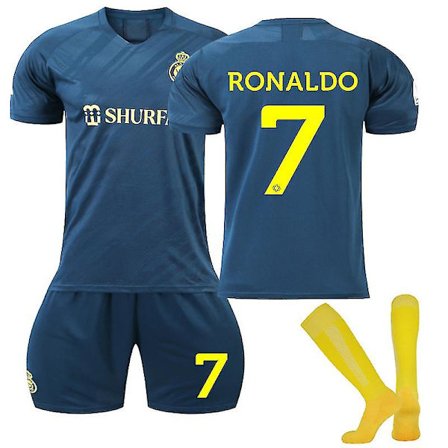 Cr7 Ronaldo 7 Fotball T-skjorter Al-nassr Borteskjortesett for barn V