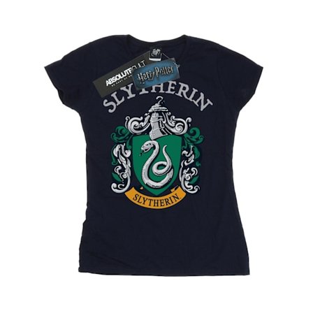 Harry Potter Dam/Kvinnor Slytherin Crest Bomull T-shirt L Nav