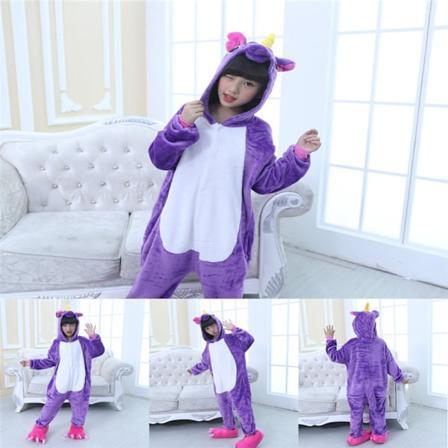 Enhjørning Pyjamas til Børn Lilla 100 purple