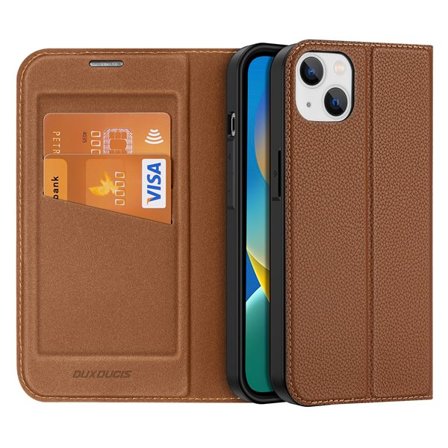 Dux Ducis Skin X2-etui for iPhone 14 Plus-etui med magnetisk klaff brun