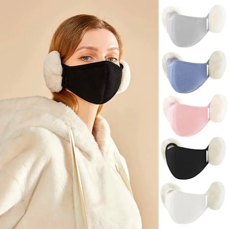2pcs New Women Warm Half Face Cover Mask Earmuffs Autumn Winter Plush Ear cold protection Masque Earmuffs Thicken Riding Outdoor Wear