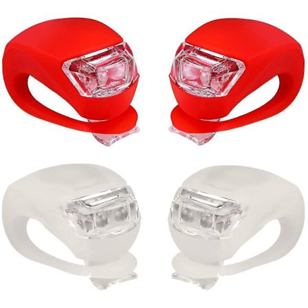 Etu- ja takavalo pyörään, silikoni LED-pyörävalosarja, vedenpitävä pyörän etu- ja takavalo (4 kpl, valkoinen, punainen)