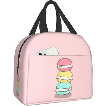 Unisex Söt Rosa Jordgubbs Lunchväska, Slitstark Oxfordtyg med Aluminiumfolieisolering, Vattentät och Återanvändbar, Idealisk för Arbete, Resor, Pi