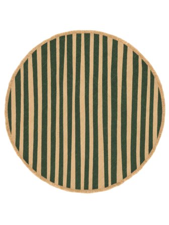 Striped Small Ribbons Rug - Beige/Green Ø 100
