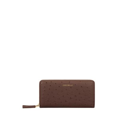 Coccinelle, Tassel Ostrich Wallet Brązowy, Kobieta, Rozmiar: ONE Size