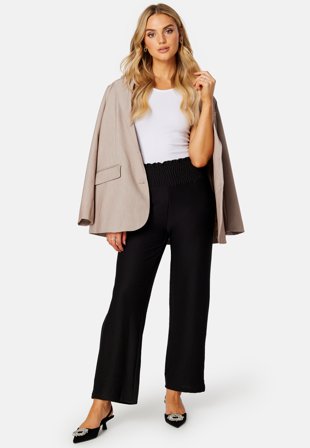 Pieces Curl HW Cropped Pants Black Klær