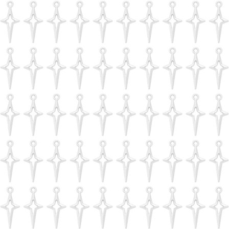 100 stjärnberlocker, hängen, vintage, ihåliga stjärnor, hängen, metall, stjärnor, berlocker, dinglande, smycken för DIY örhängen, halsband, armband