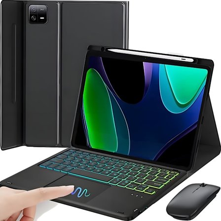 Bluetooth Tangentbordsfodral med Touchpad & Bakgrundsbelysning - Kompatibelt med Xiaomi Pad 5/5 Pro 11" - Svart