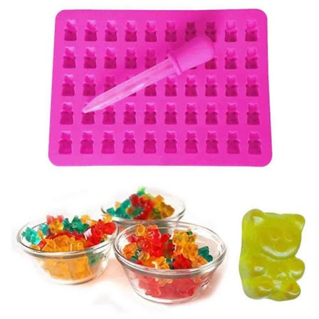 Silikoneform 50 med Gummy Bear Ice Cube Form, pink