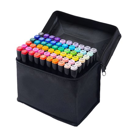 48-pak - tuschpenne med etui Farveblyanter Dobbeltsidede penne
