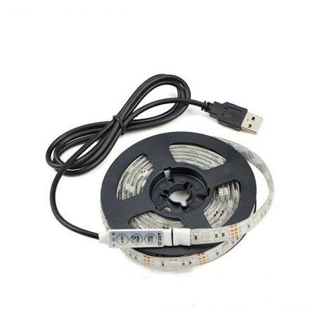 LED Färgrik Ljusremsa USB Bakgrundsbelysning (2 Meter + Styrenhet + 24-knappars Fjärrkontroll)