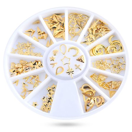 Gull Metall Nagler Nagler Kors Stjerne Måne Hjerte Spiker Dekorasjon Spiker Kunst Klistremerke Manikyr Verktøy