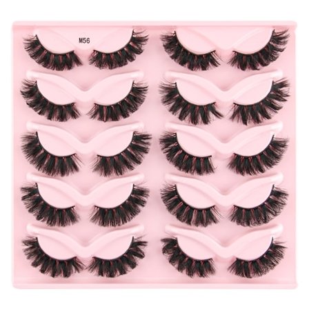 alvfransar Naturligt utseende Wispy Cat-Eye Ögonfransar 3D lösögonfransar Fluffy-Soft 10 Par Faux Mink Fake Lashes Sets