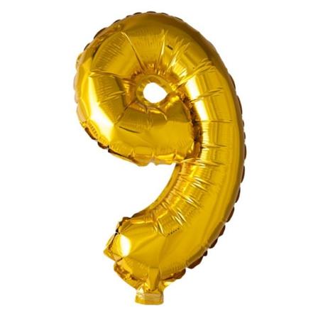 Guld Nummerballong siffra - Stor Sifferballong för Födelsedagsfest, Bröllop, Baby Shower och Jubileumsfirande Gold 9