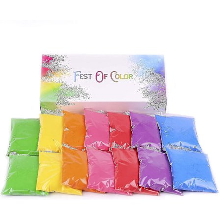 Kryp Festofcolor 14 paket, 50g vardera, 7 lysande färger Holi-pulver, pulver för fotografering, färgfest, Holi-evenemang, födelsedagsfest, 
