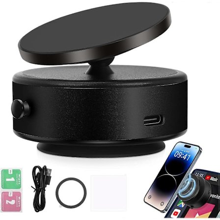 360 Graders Rotterbar Magnetisk Biltelefonholder, Elektrisk Vakuum Magnetisk Sugesystem for Biltelefonfeste
