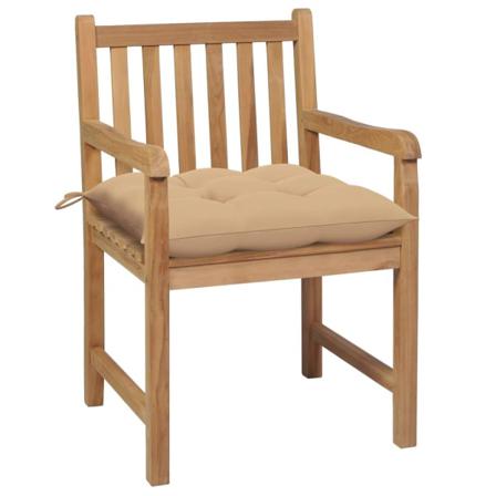 Vidaxl Trädgårdsstolar 2 St Med Beige Dynor Massiv Teak Beige