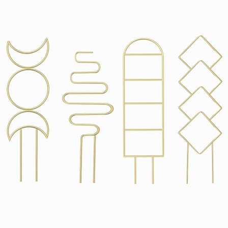 4 STK. Plantestativ Stueplante Rattan Rack GULD