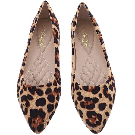 Mote Leopard Sko Flatsko Spisse Sko Fritid for Kvinner Damer (Khaki Leopard, Størrelse 39)